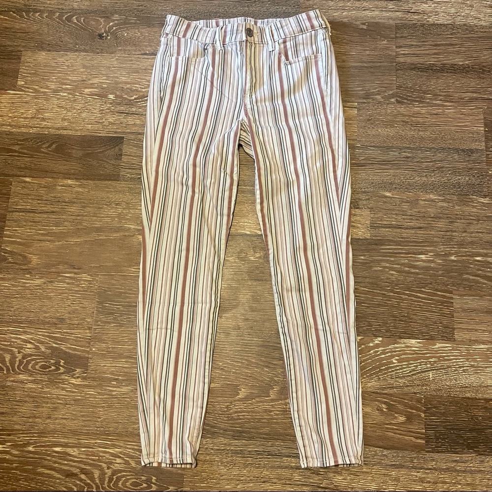 American Eagle Sz 8 High Rise Jegging Pants Striped Next Level Stretch